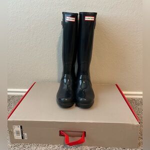 Hunter Navy Blue Tall Gloss Rain Boots